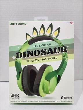 Art + Sound LED Light Up Dinosaur Wireless Headphones - NEW